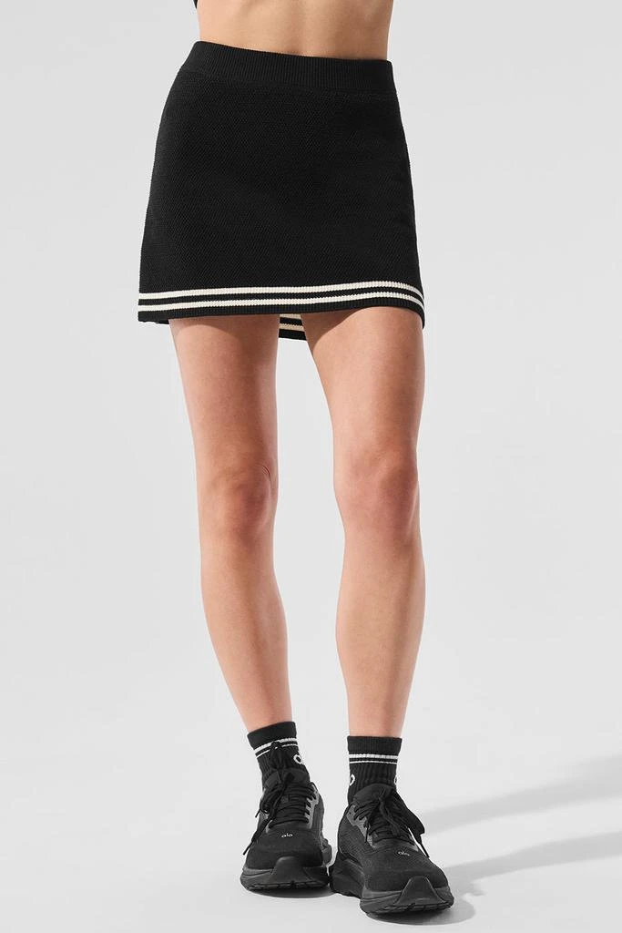 Alo Tennis Club Sweater Knit Skirt - Black/Ivory 1