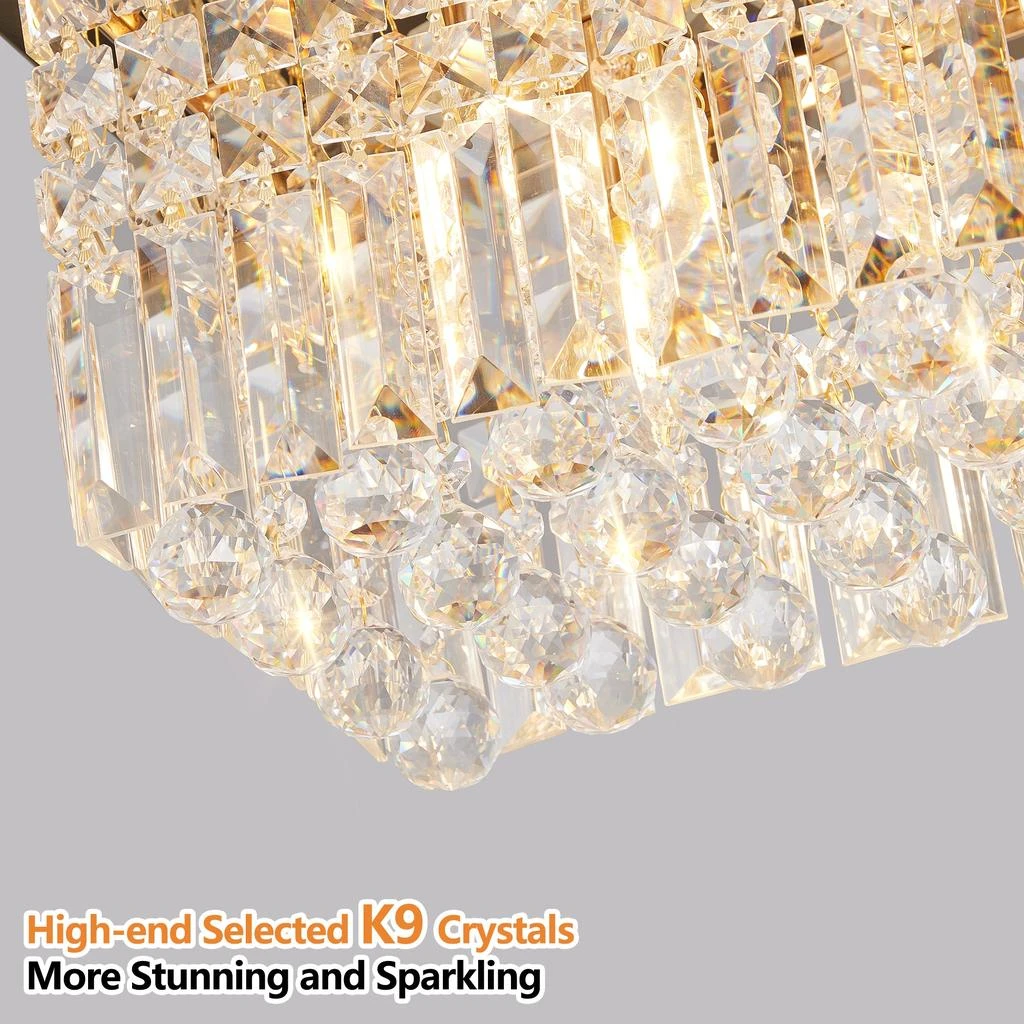 Streamdale Furniture Streamdale Modern Gold Rectangle Raindrop Chandelier for Dining Room 
Kitchen 3