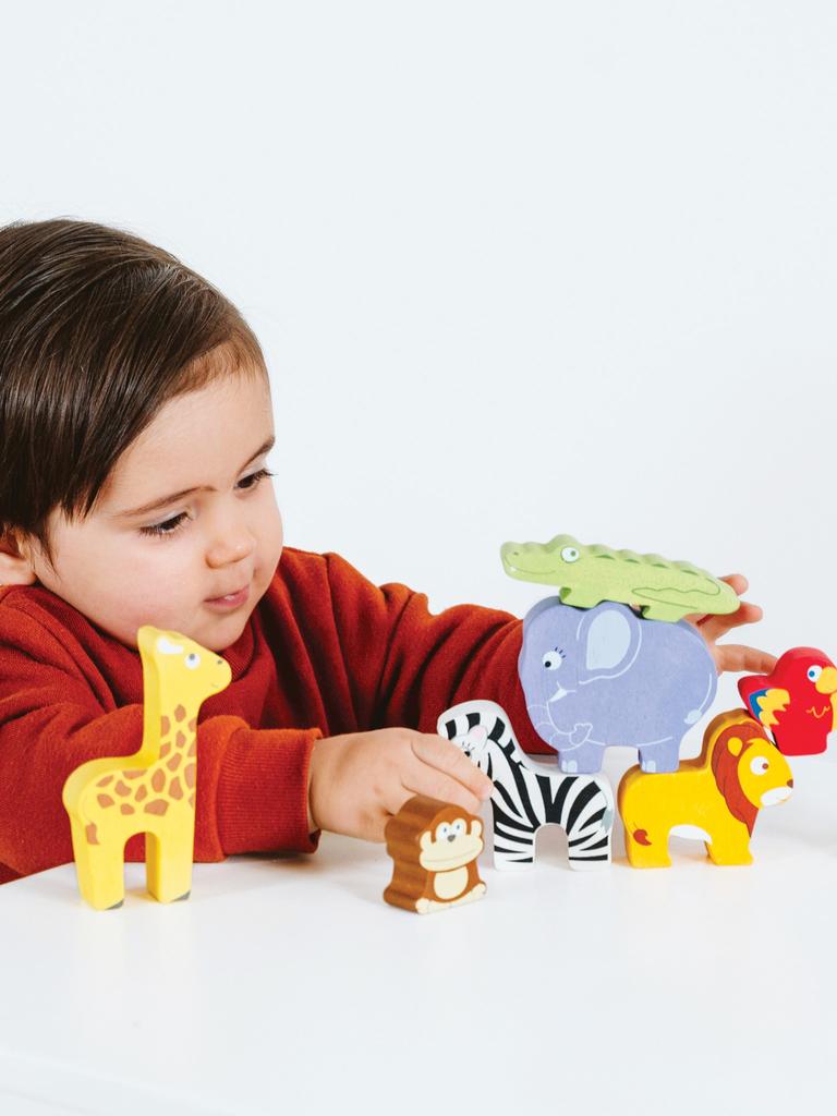 Le Toy Van Africa Stacking Animals & Bag-10 Piece (W:7 x D:2 x H:6cm)