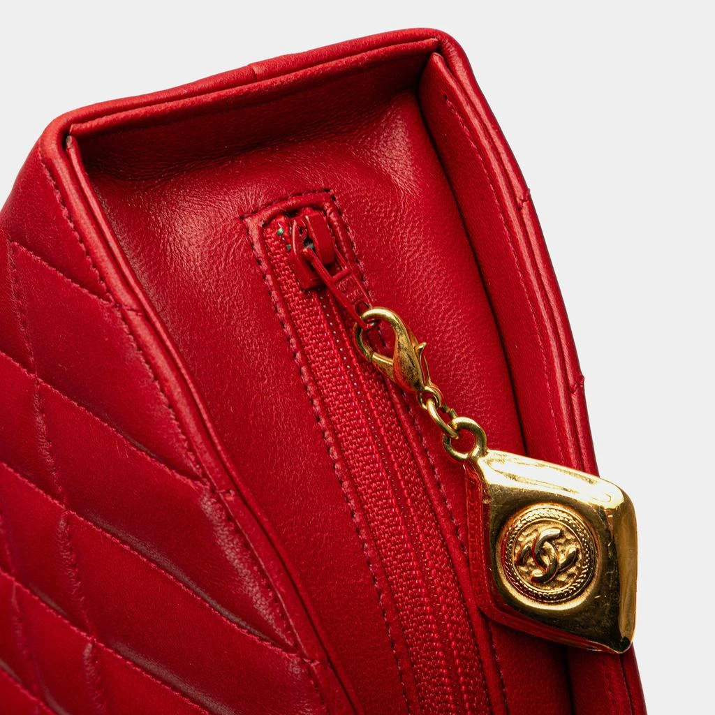 Chanel Chanel Red Quilted Lambskin Half Moon Chain Shoulder Bag 11