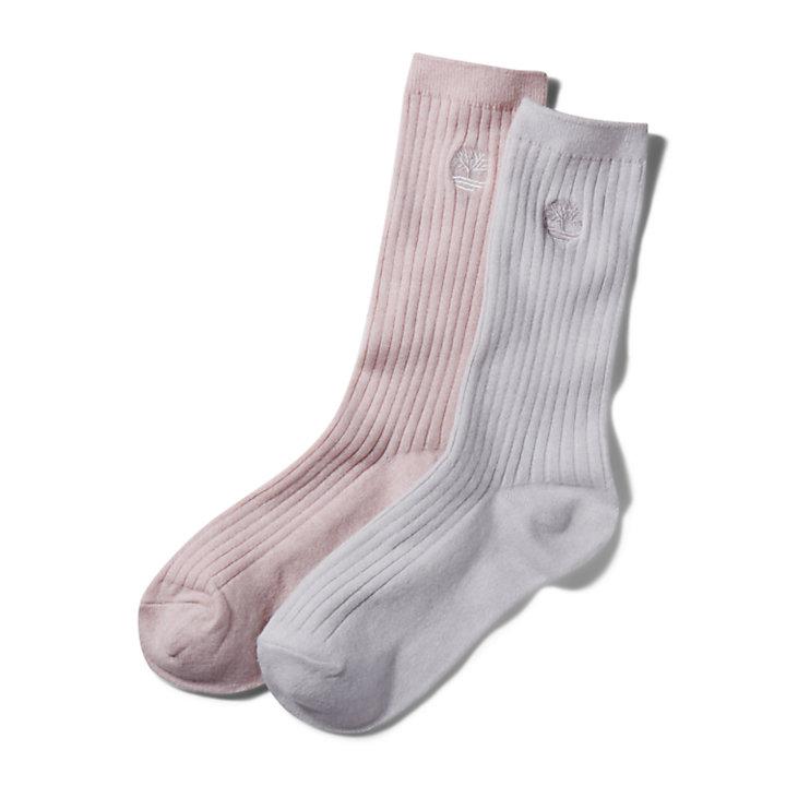 Timberland Women's 2-Pack Ribbed Boot Socks in Pink