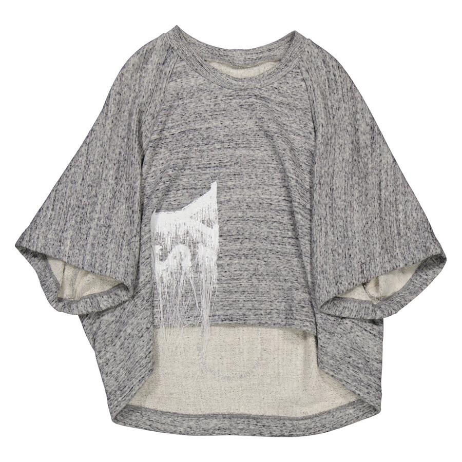 YOHJI YAMAMOTO Ladies Grey Raglan Embroidered Logo Sweatshirt