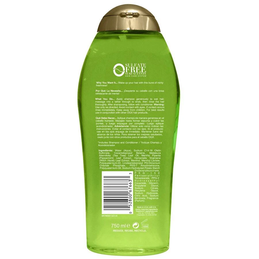 OGX Extra Strength Teatree Mint Refreshing Scalp Shampoo 2