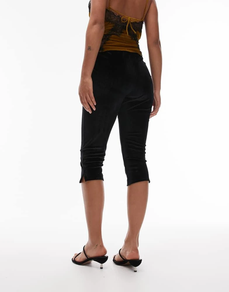 ASOS ASOS DESIGN velvet capri trousers with side split detail in black 5
