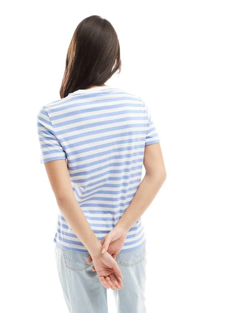 Pieces Pieces short sleeve boxy t-shirt in blue and white stripe 4