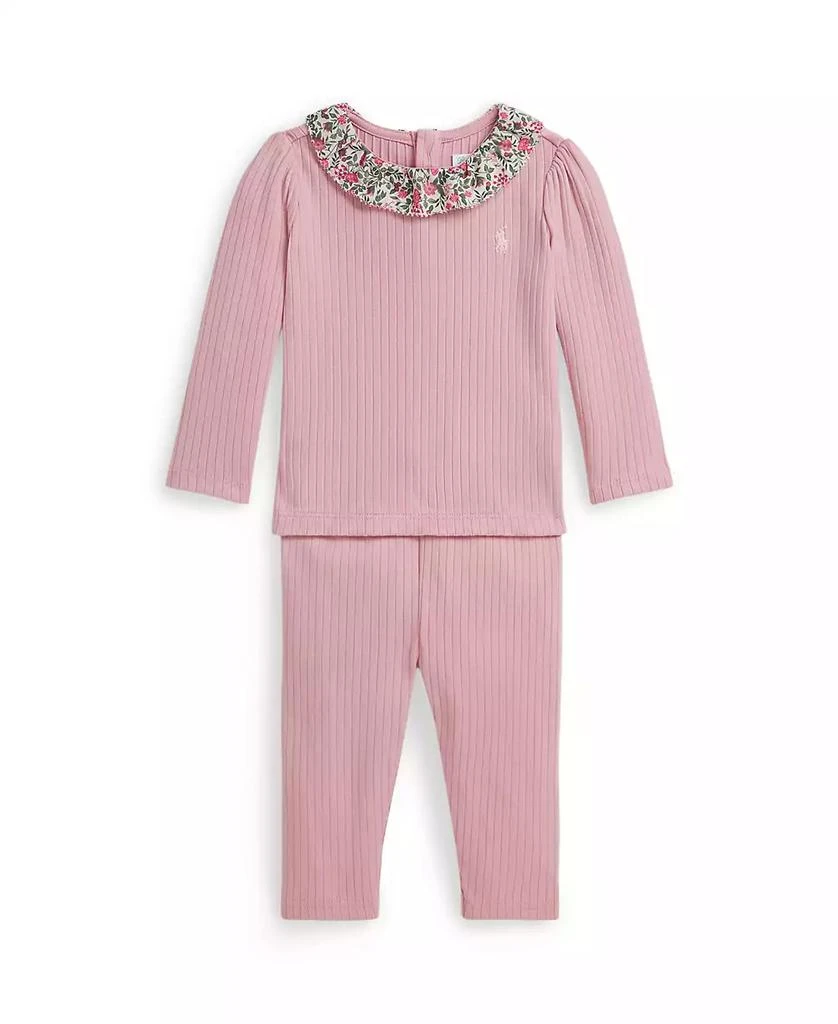 Ralph Lauren Baby Girls 2-Piece Rib-Knit Long Sleeve Top and Legging Set 1