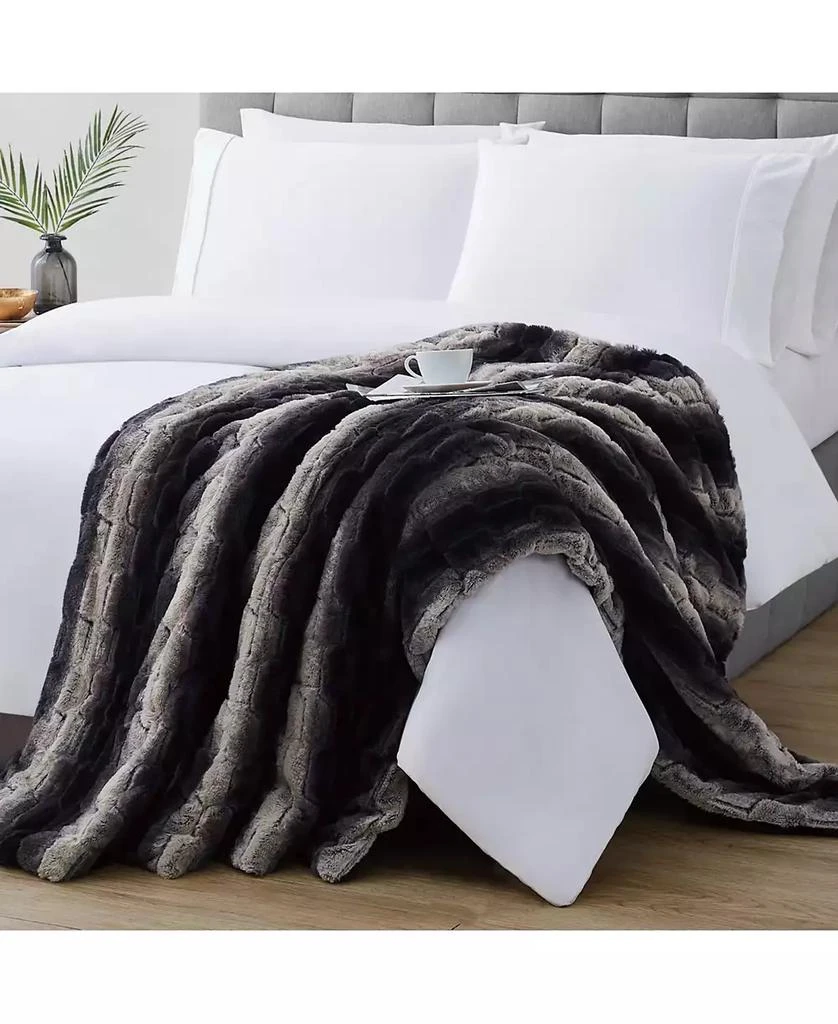 Christian Siriano New York Christian Siriano NY® 60" x 70" Black Ombre Luxury Faux Fur Filled Throw with Gift Box 6