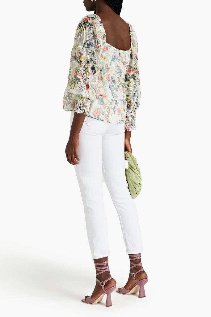Alice + Olivia Rowa floral-print broderie anglaise chiffon blouse 3