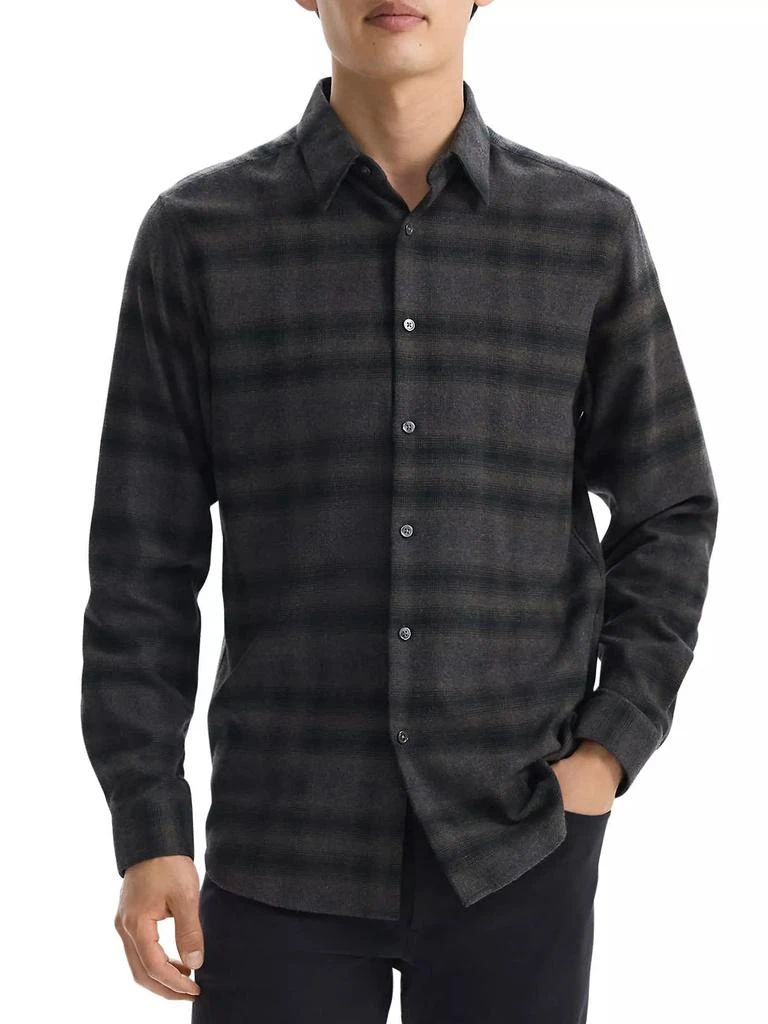 Theory Irving Shadow Plaid Flannel Shirt 3