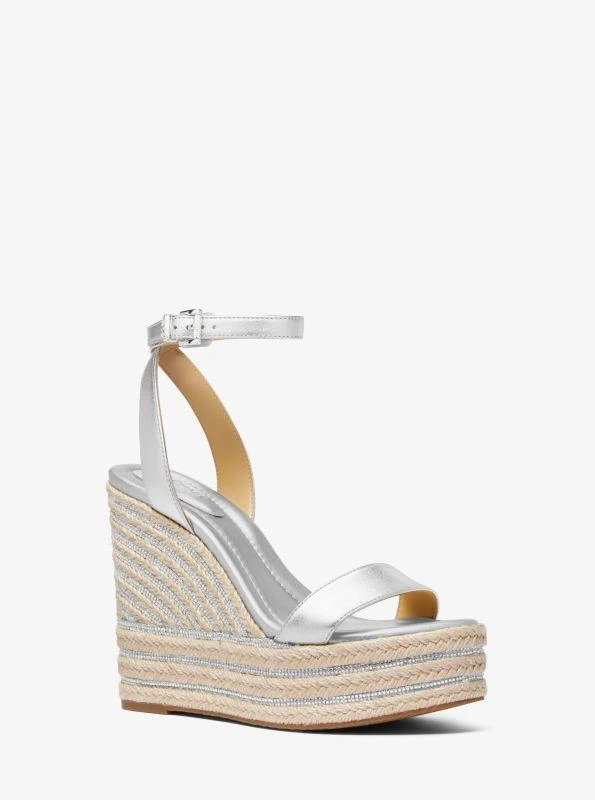 Michael Kors Leighton Metallic Leather Wedge Sandal 1