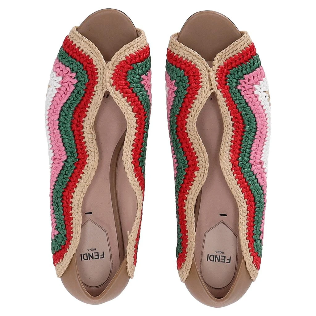 Fendi Chameleon Waves Flats in Multicolor Raffia 5