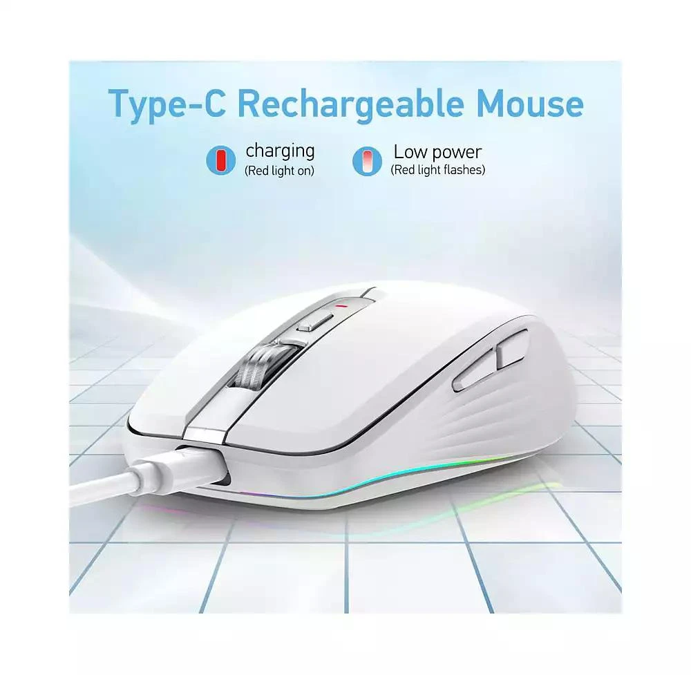 risokeys Dual-Mode Wireless Mouse-(2.4G 
Bluetooth 5.1), 2400 DPI Adjustable, Silent Click, Type-C Rechargeable 6