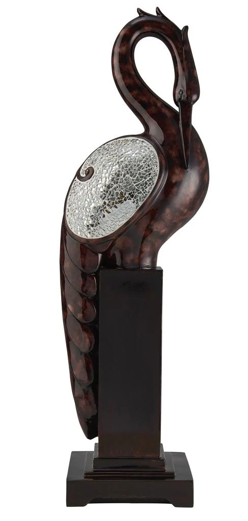 Hivvago 27" Marbleized Cherry Brown Polyresin Crane Figurine Sculpture