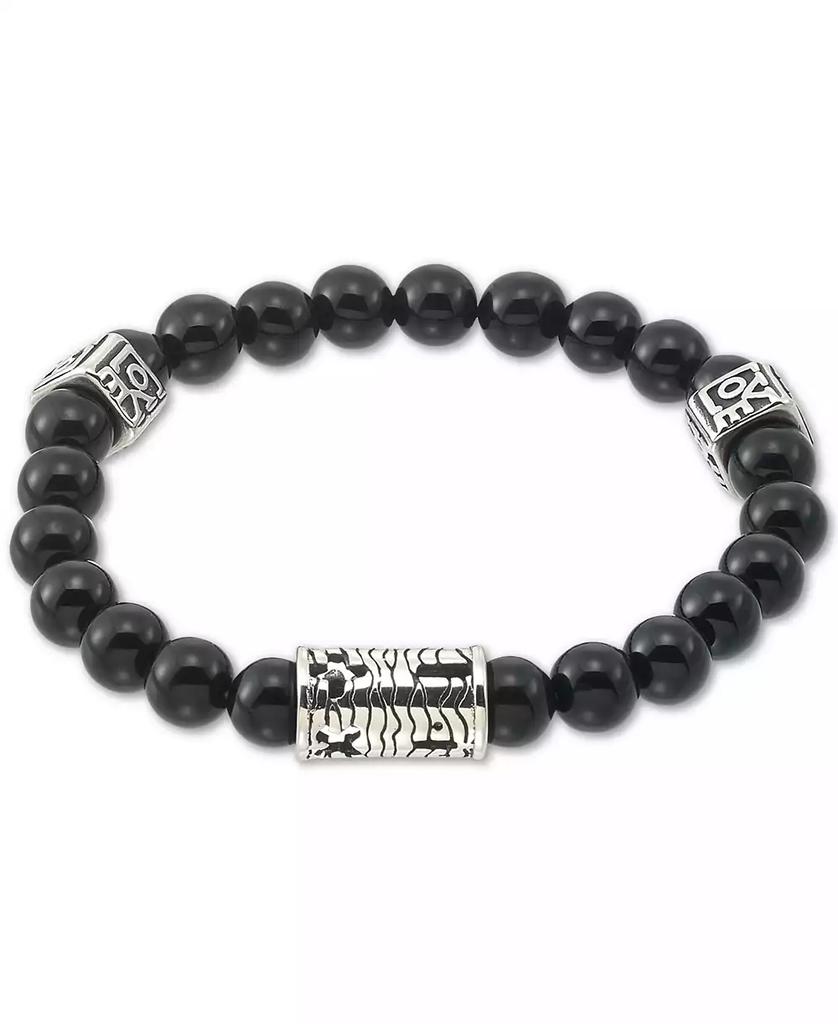 LEGACY for MEN by Simone I. Smith Onyx (8mm) Stretch Bracelet in Stainless Steel