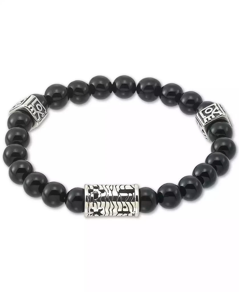 LEGACY for MEN by Simone I. Smith Onyx (8mm) Stretch Bracelet in Stainless Steel 1