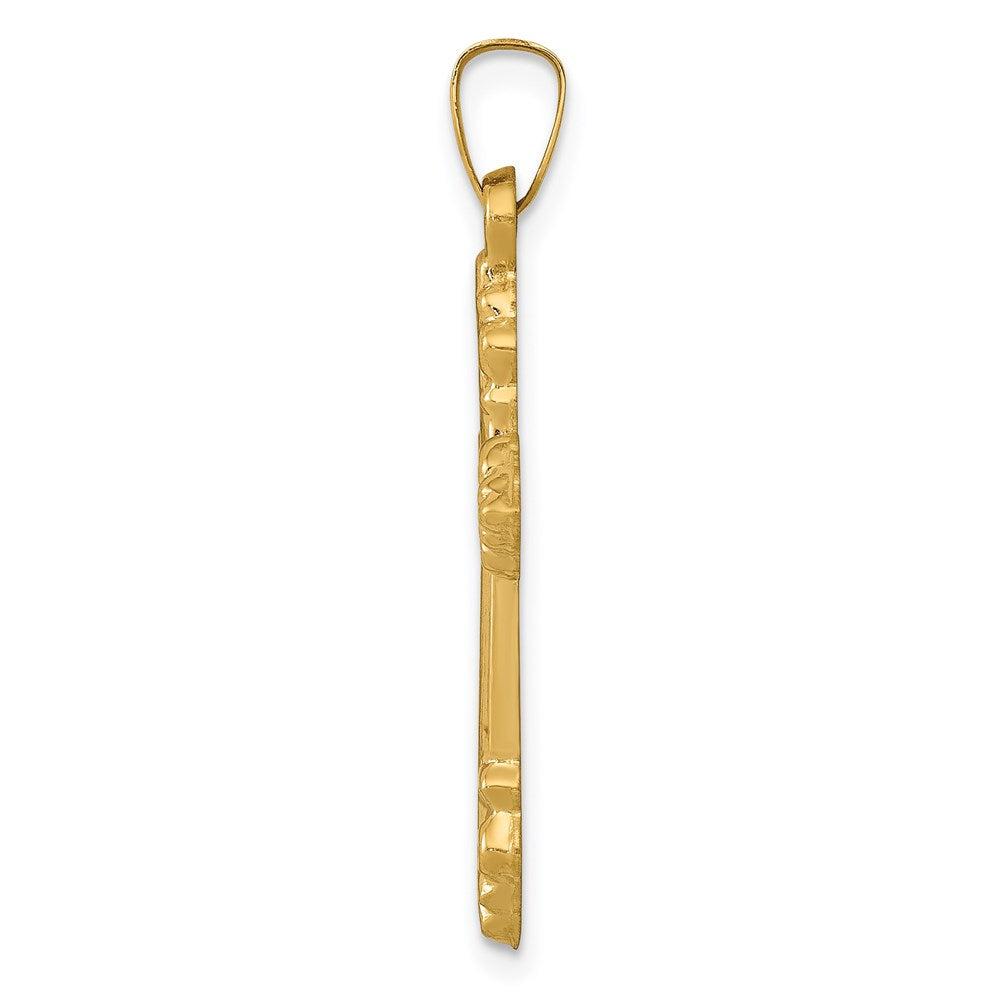 Diamond2Deal 14k Yellow Gold Brushed and Polished Budded Cross Pendant