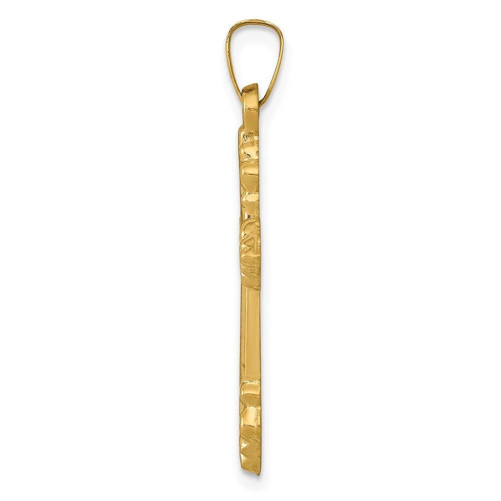 Diamond2Deal 14k Yellow Gold Brushed and Polished Budded Cross Pendant 2