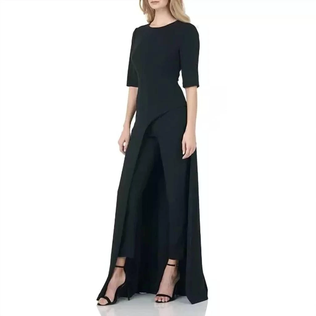 Kay Unger Davina Romper Walk Thru Jumpsuit Dress In Black 4