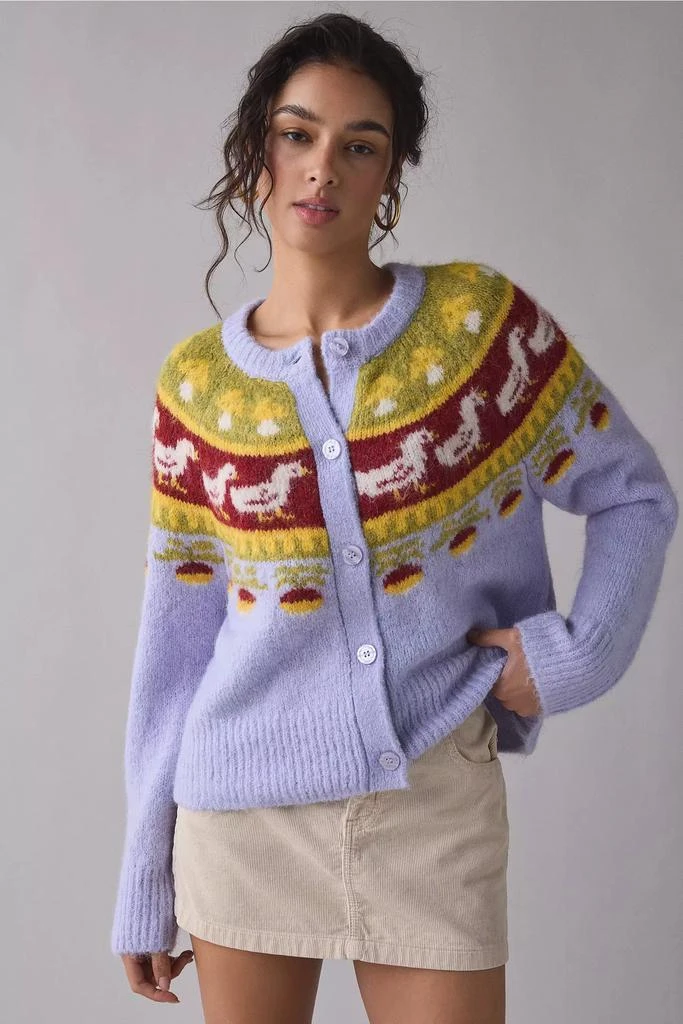 BDG BDG Becca Goose Icon Fair Isle Brushed Knit Oversized Cardigan 4
