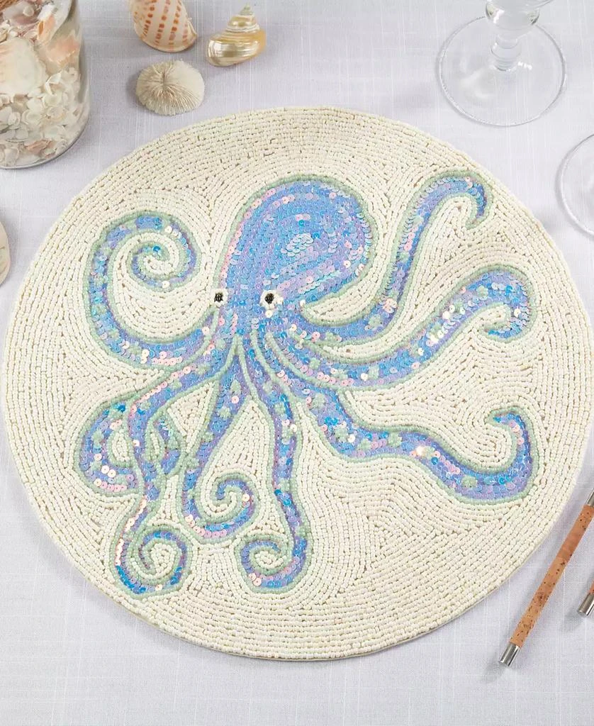 Saro Lifestyle Tentacle Treasure Beaded Placemats, 15" Round 4