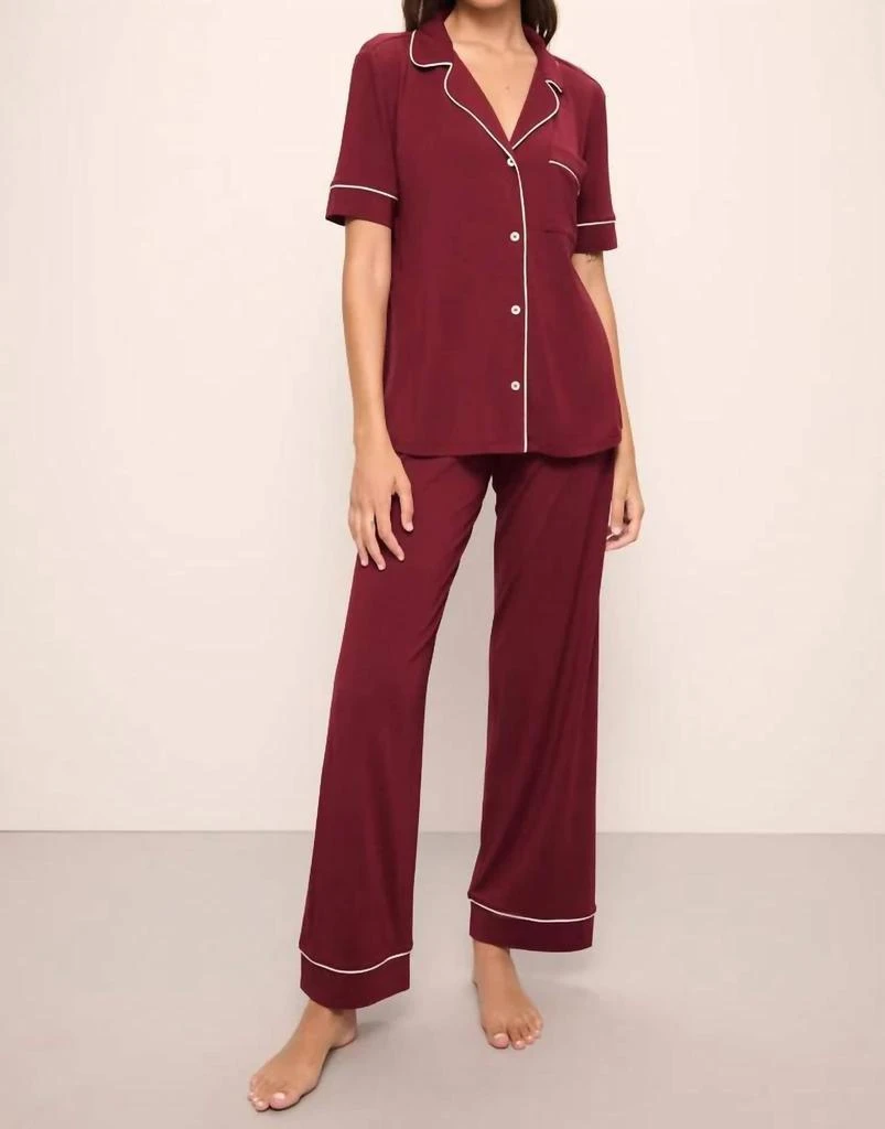 Eberjey Gisele Short Sleeve Pant Pajama Set In Cabernet 1
