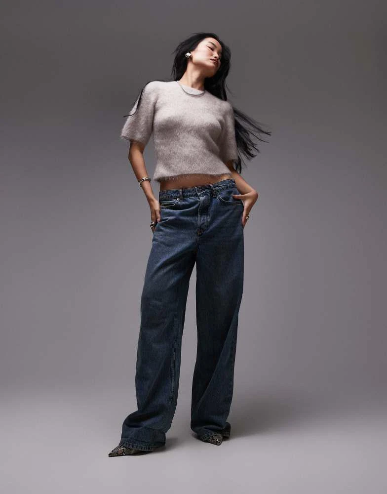 & Other Stories & Other Stories mohair blend short sleeve knitted sweater in mole melange 1