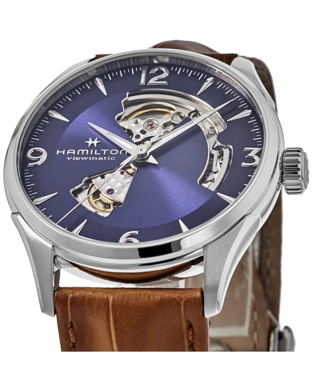 Hamilton Hamilton Jazzmaster Open Heart Automatic Blue Dial Leather Strap Men's Watch H32705541 3