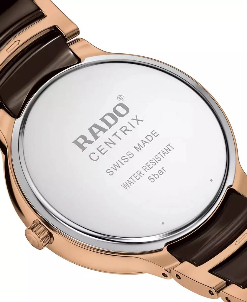 Rado Unisex Swiss Centrix Diamond (1/10 ct. t.w.) Brown Ceramic & Rose Gold PVD Bracelet Watch 40mm 3