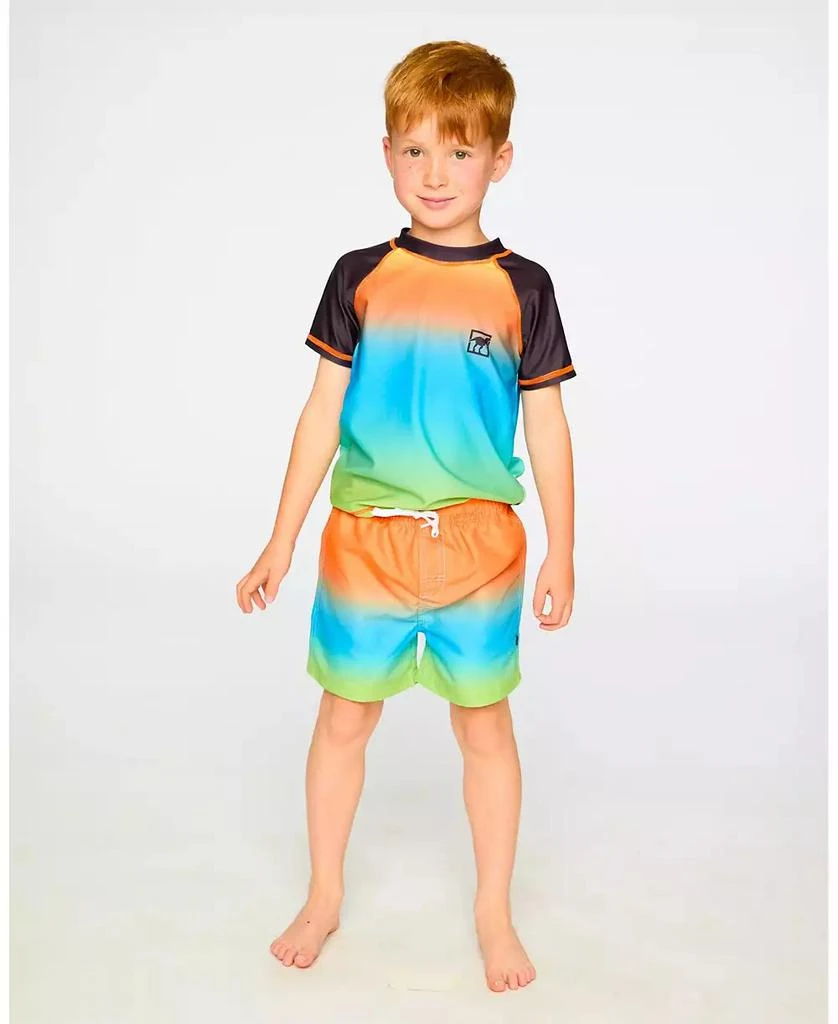 Deux par Deux Baby Boys Boardshorts Orange Blue and Green Gradient 2