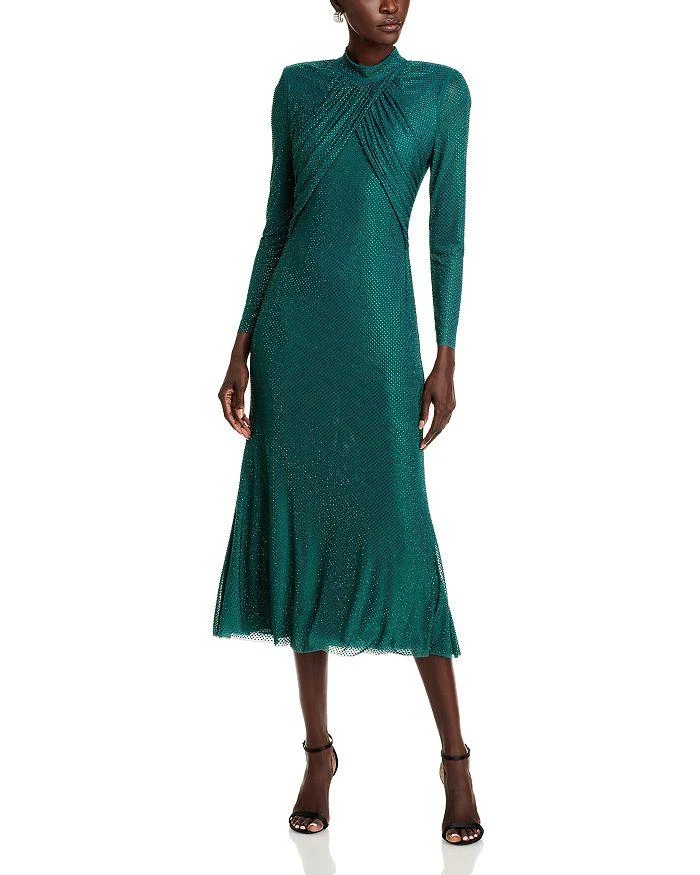 Self Portrait Rhinestone Mesh Midi Dress 1