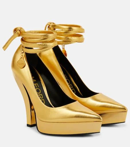 Tom Ford Metallic leather platform pumps 1