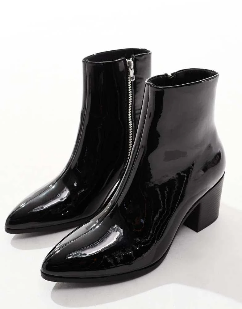 ASOS ASOS DESIGN heeled chelsea boots in black patent 2