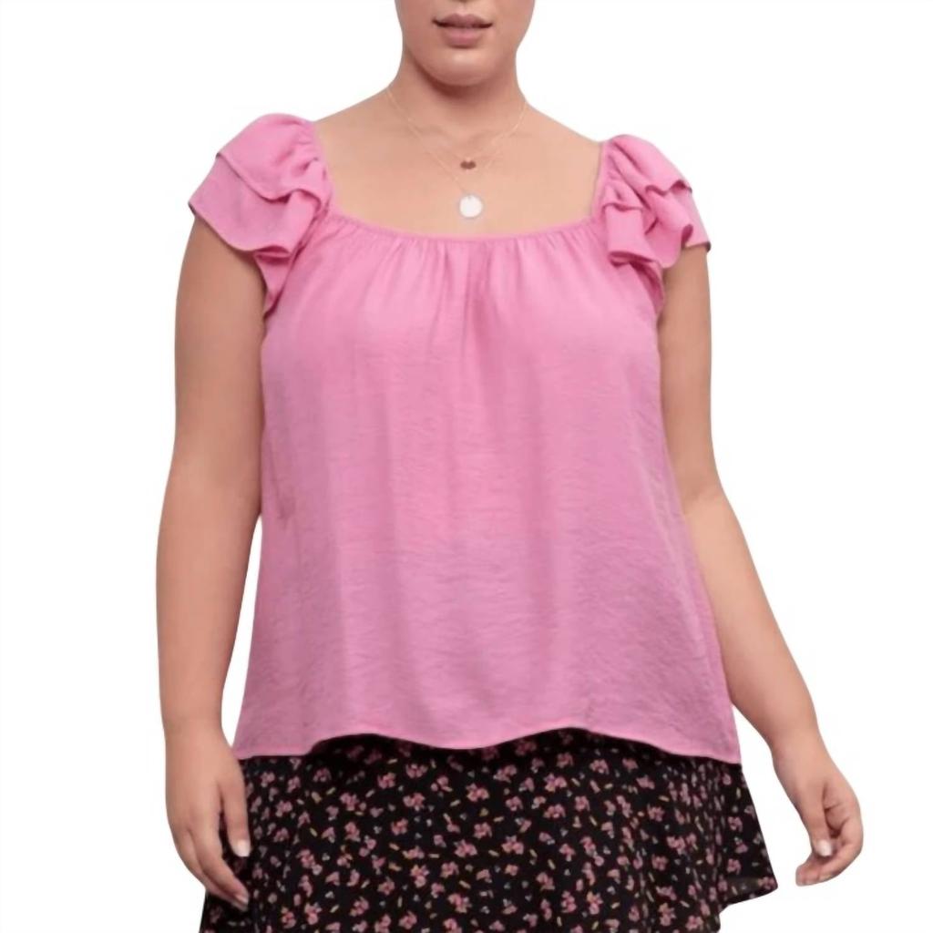 Blu Pepper Ruffle Sleeve Top - Plus In Pink