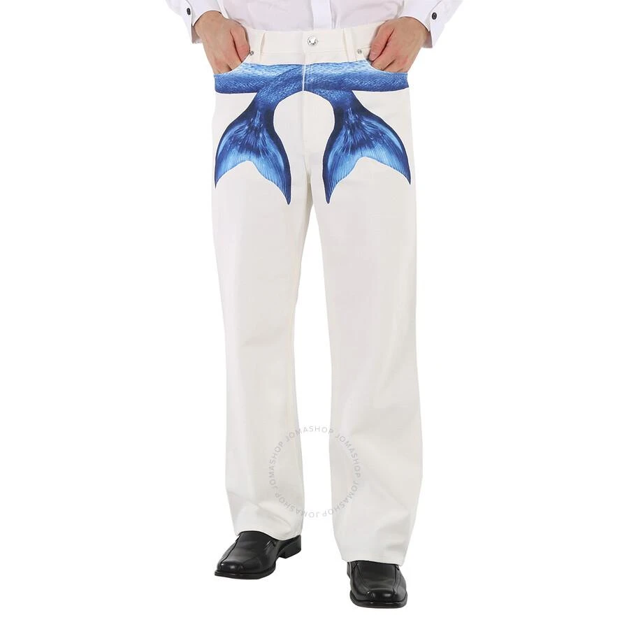 Burberry Men's White Mermaid Tail Printed Cotton-Denim Jeans 1
