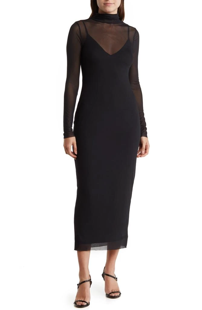 AFRM LOS ANGELES Marni Turtleneck Long Sleeve Mesh Dress 1