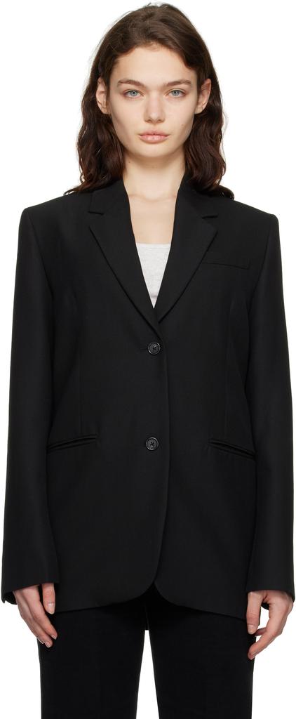 Totême Black Off-Center Wrap Blazer - Suits - BeyondStyle