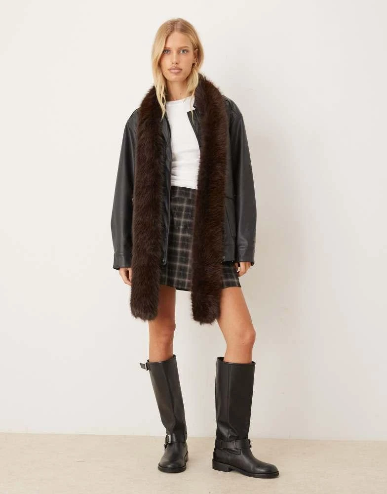 My Accessories My Accessories faux fur skinny scarf in brown 3