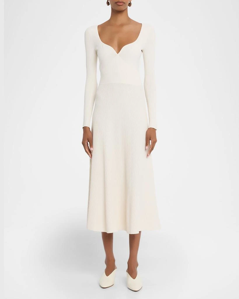 MARIA MCMANUS Ribbed Bustier Long-Sleeve Midi Dress 2