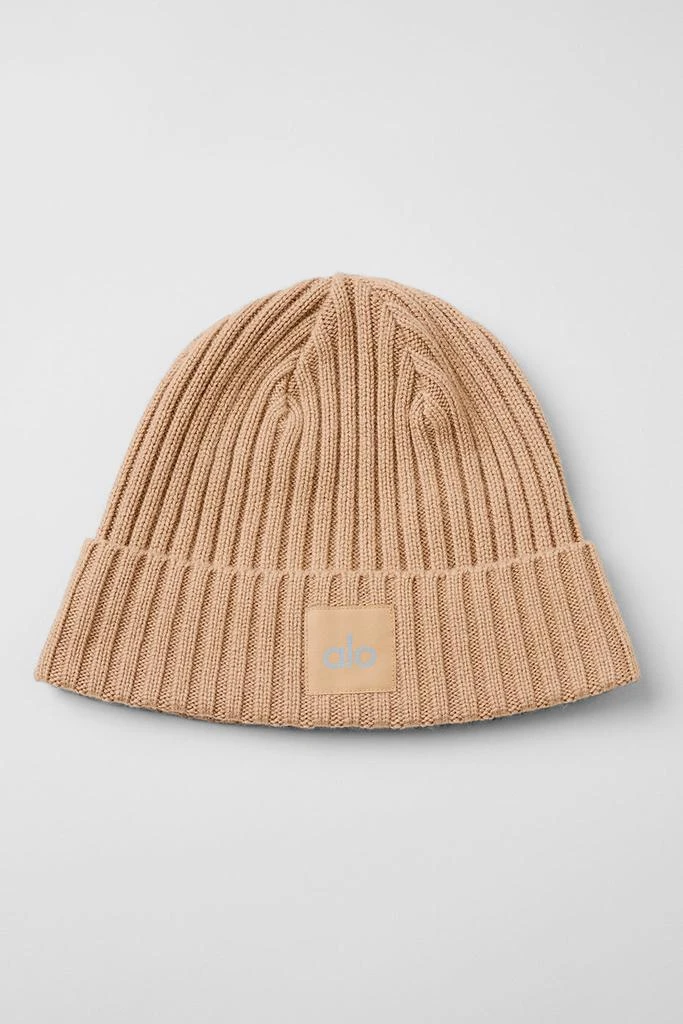 Alo Cashmere Blend Rib Beanie - Toasted Almond - Hats - Free  display picture 2