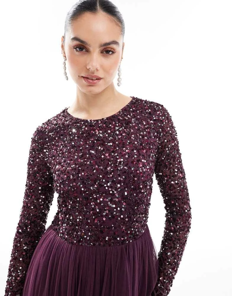 chinese dress ladies Laura Embellished Maxi Dress in Berry main image 1
