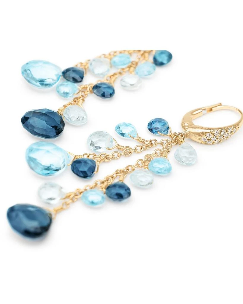 Marco Bicego 18K Yellow Gold Paradise Multi Blue Topaz & Diamond Linear Drop Earrings 3