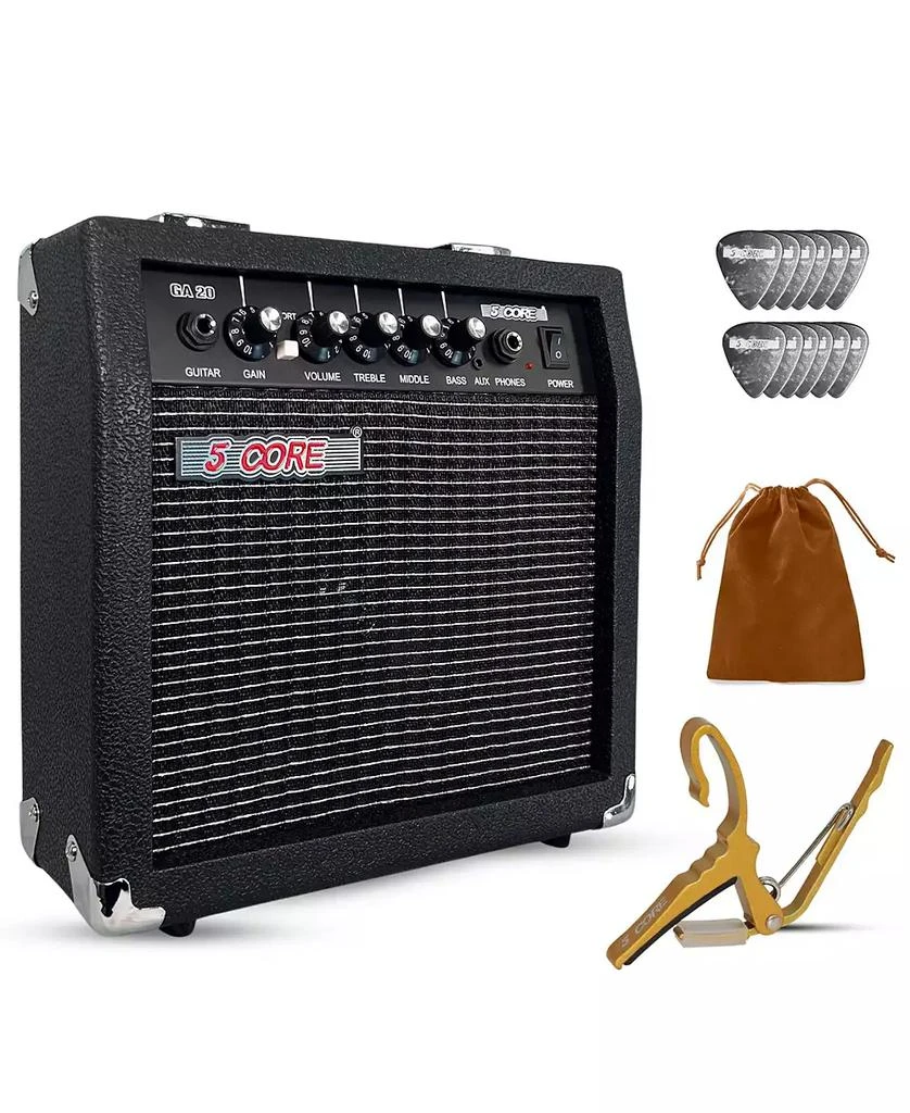 5 Core Guitar Amp 20W Electric Portable Mini Amplifier w Built in 6.5" Speaker Aux Headphone Jack