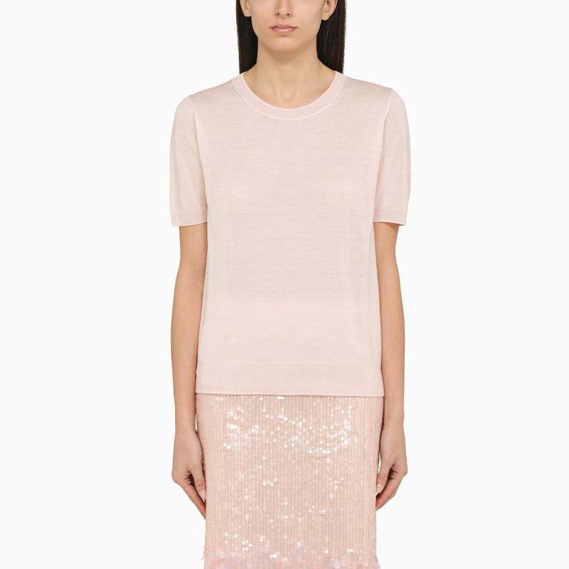 P.A.R.O.S.H. Peach wool and cashmere short-sleeved top