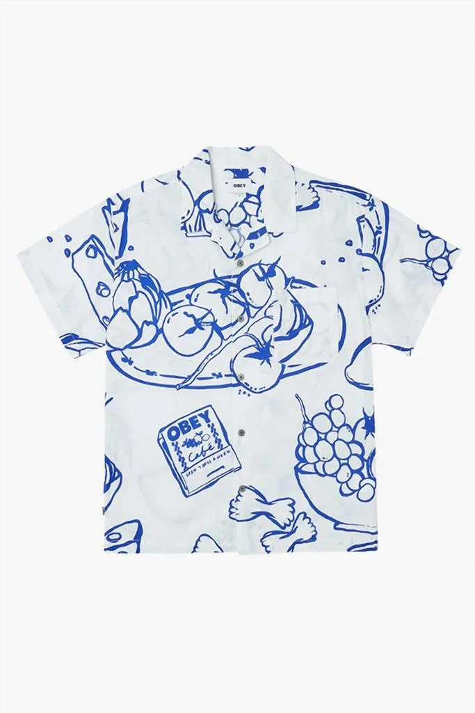 Obey Clothing Men's Still Life Woven Shirt In White Multi 1