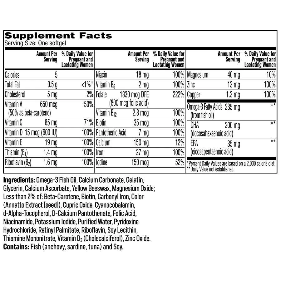 One A Day Prenatal Vitamins Soft-Gels, Women
s Multivitamin with Folic Acid 9