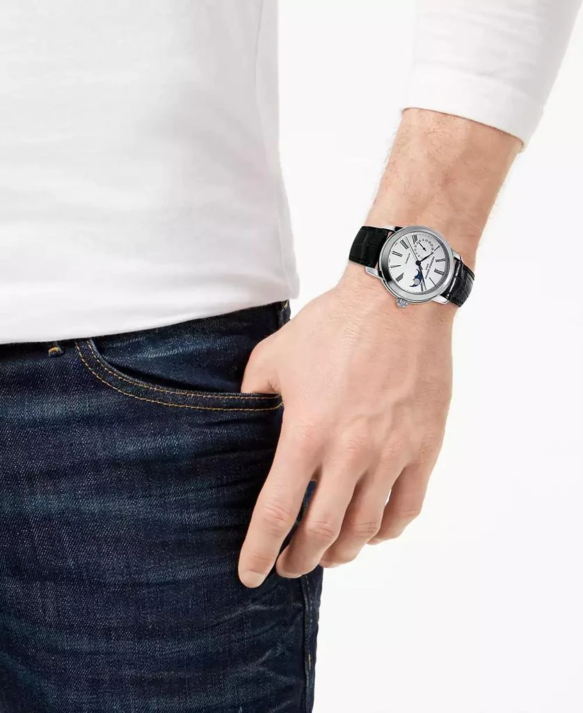 Frederique Constant Men's Swiss Automatic Classic Moonphase Manufacture Black Leather Strap Watch 42mm 2