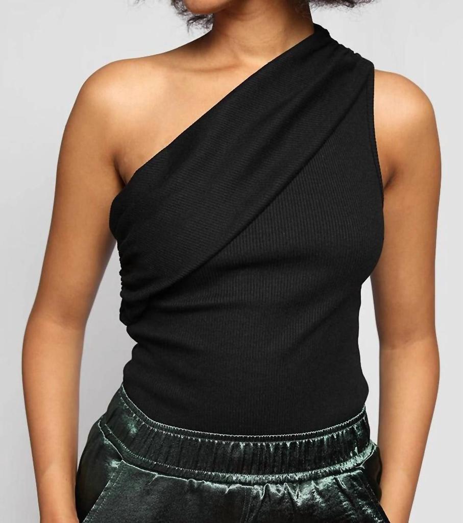The Range One Shoulder Tank In Jet Black