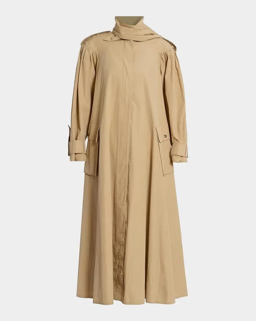 Chloé Balloon-Sleeve Oversized Cotton Cocoon Coat