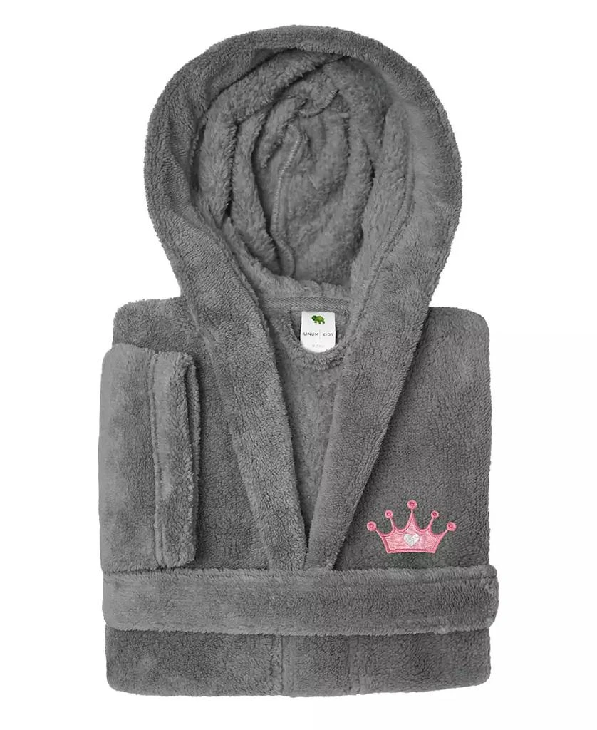 Linum Home Textiles Kids Crown Super Plush Double Brushed Hooded Bathrobe 3