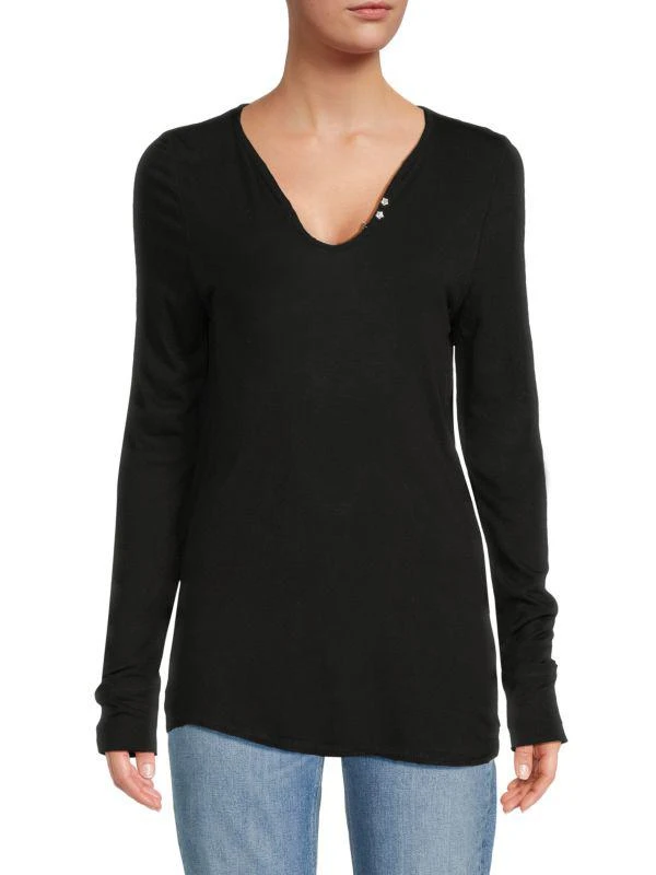 ZADIG & VOLTAIRE Embellished Long-Sleeve Top 1